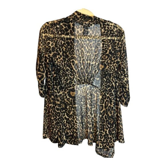 Ali Miles Cardigan Blouse Women's Size Petite‎ Small Cheetah Open Front - Picture 2 of 4